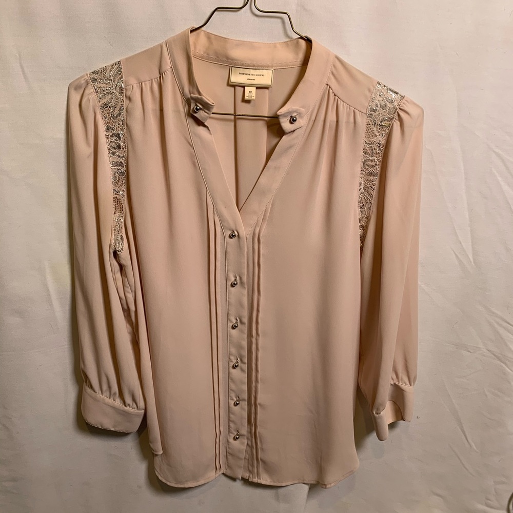 Anthropologie blush pink blouse